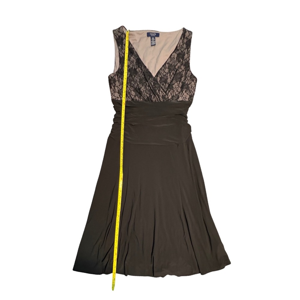 Chaps Black Lace V-Neck Cocktail Dress Med Whimsigoth Party Wedding Guest Glam - Picture 9 of 9
